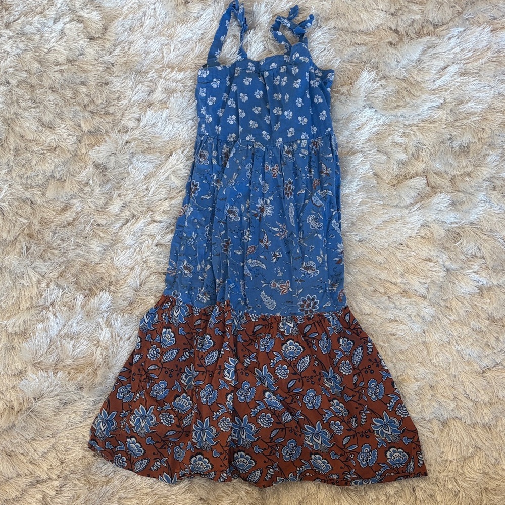 Janie and Jack Blue and Brown Floral Kids Dress